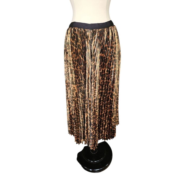 J. Crew Pleated Leopard Midi Skirt Womens 4 Corp Work Paulina Foil Twee Mob Wife - Picture 1 of 8